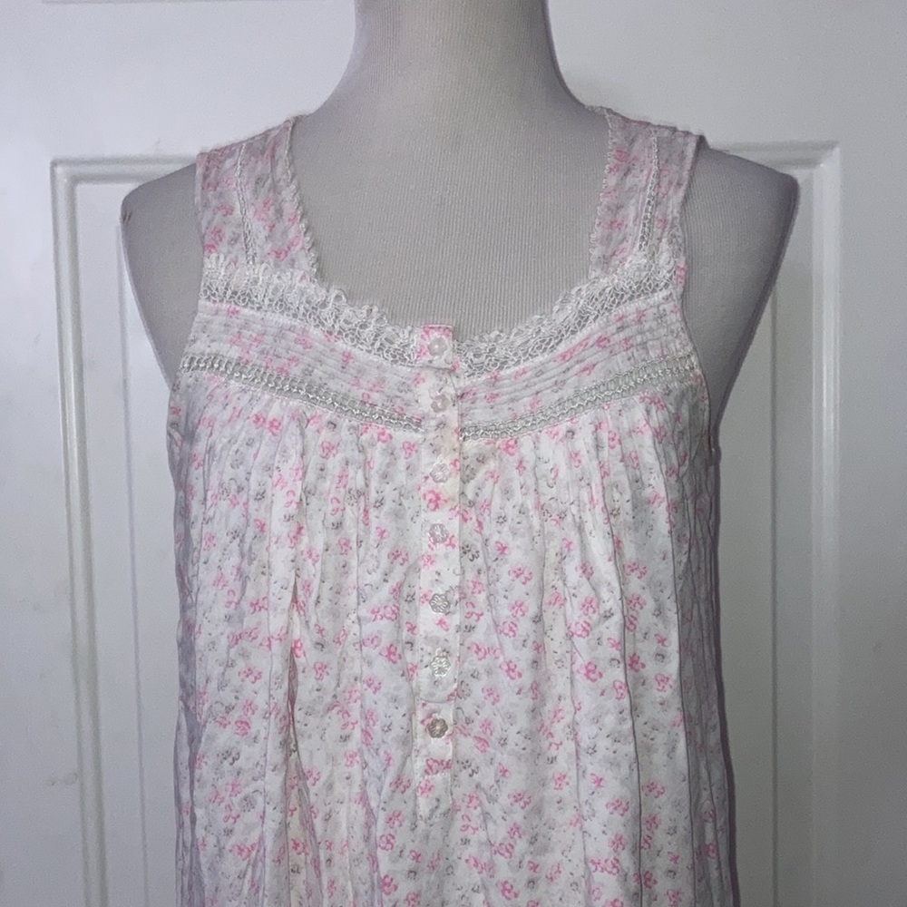 Eileen West Rayon Ditsy Pink Floral Nightgown Lounge Dress M